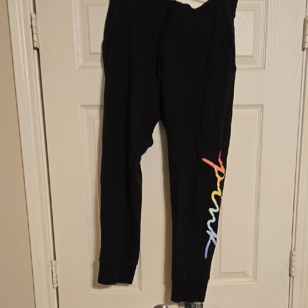 Women PINK  Black Joggers with Multicolor Print